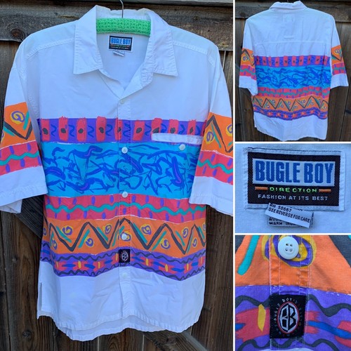 vintage Bugle Boy Direction short sleeve shirt geometric 80s vintage Bugle Boy Direction short sleeve shirt geometric 80s