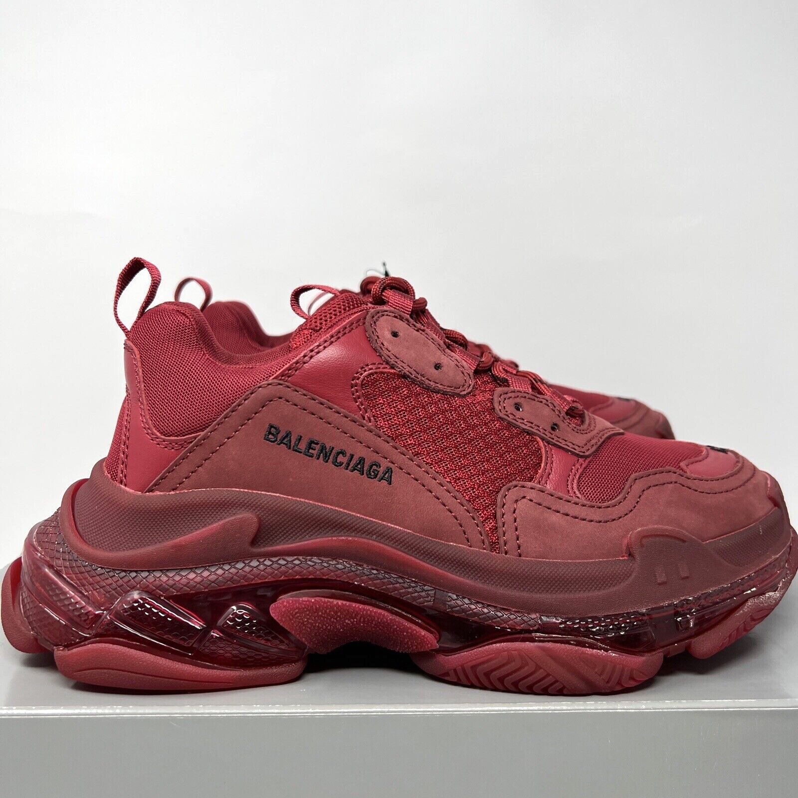 Balenciaga Triple S Men's Sneakers Size 42 EU / 9 US Burgundy Clear Sole |  eBay