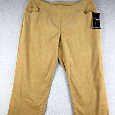 New Slim Sation Pants Womens 18W Tan Corduroy Narrow Leg Wide Band