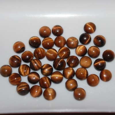 Natural Tiger Eye 6mm Flat Back Round Cabochon Loose Gemstone