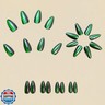 Green Cat Eye Press on Nails Almond Medium Fake Nails Glossy Chrome Glitter Acrylic False Nails Press ons Designs Gradient Gel Glue on Artificial Nails for Women Manicure 24Pcs