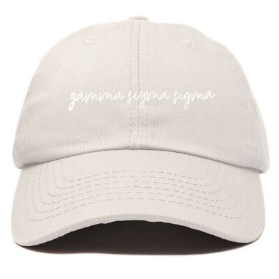 Gamma Sigma Sigma Cursive Sorority Hat Womens Embroidered Baseball Cap Beige