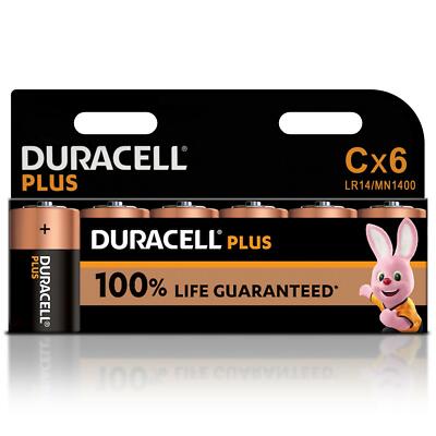 6 X DURACELL C SIZE PLUS POWER ALKALINE C4 BATTERIES LR14 MN1400 EXPIRY 2029