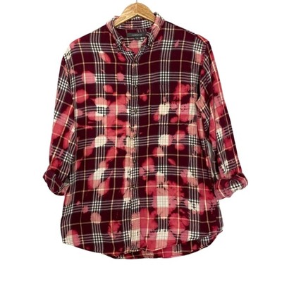 One of a kind custom bleached and distressed Tie-Dye Softest Flannel Shirt M