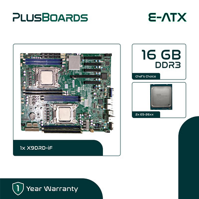 Supermicro X9DRD-iF E-ATX Dual LGA 2011 Motherboard w/ 2x E5-26xx 16GB DDR3 RAM