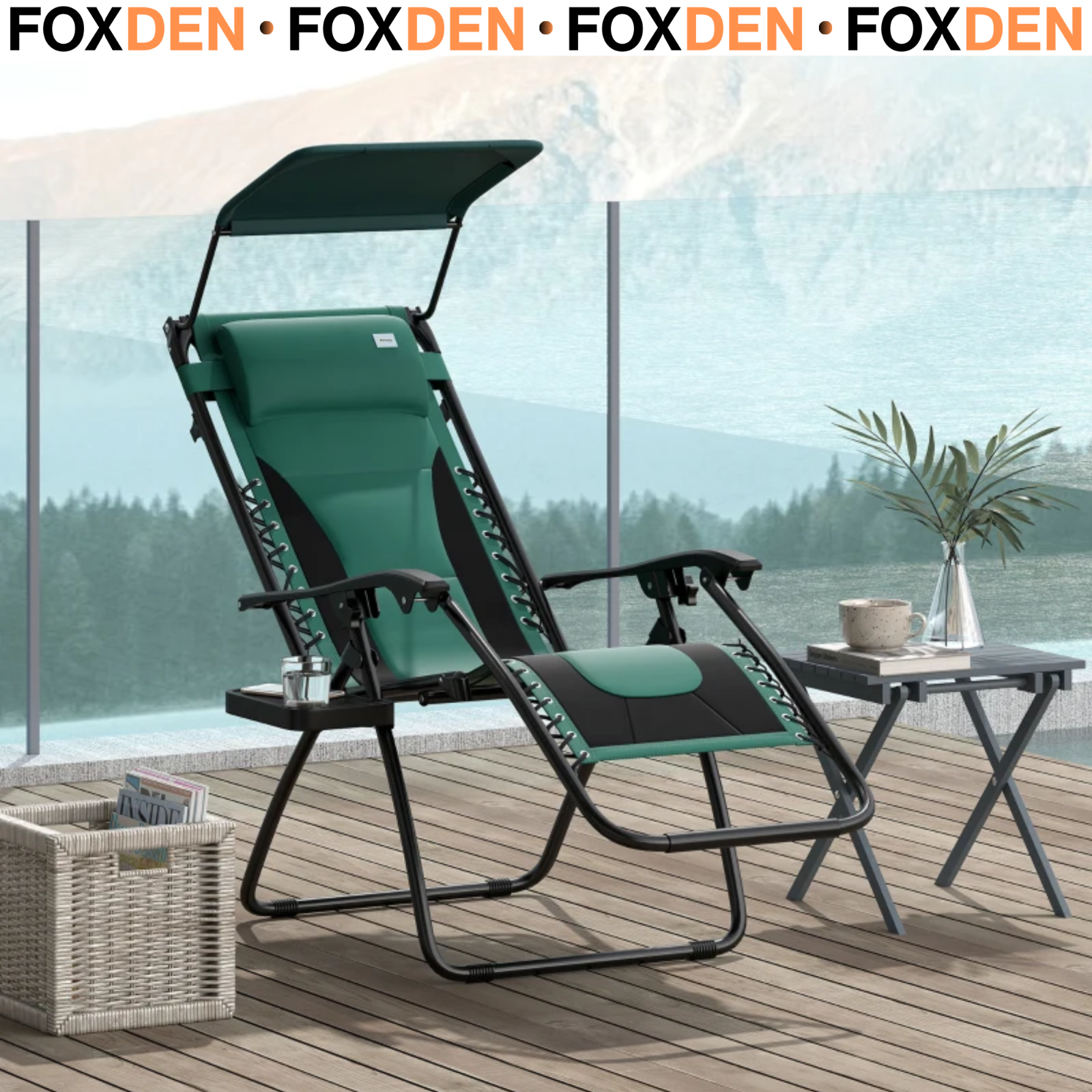 Zero Gravity Lounger Chair Folding Reclining Patio Chair with Shade Cup Holder
