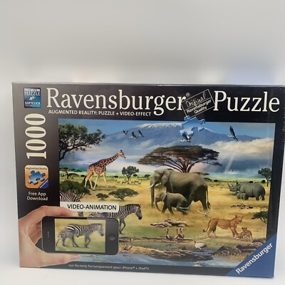 Ravensburger 1000 Piece Puzzle Animals Africa Elephant Zebra Giraffe Animation