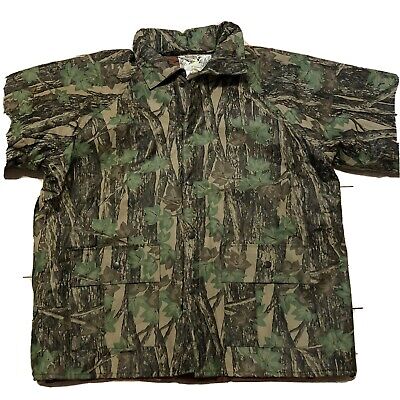 Duck Bay Mens Rain Coat Rebark Jacket Camo Camouflage PVC Lined Sz  L Hoodie