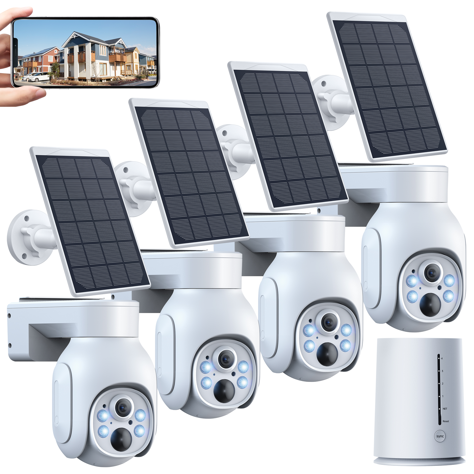 2/3/4 360°PTZ Solar&Battery Powered Wireless Wifi Security Camera System Outdoor