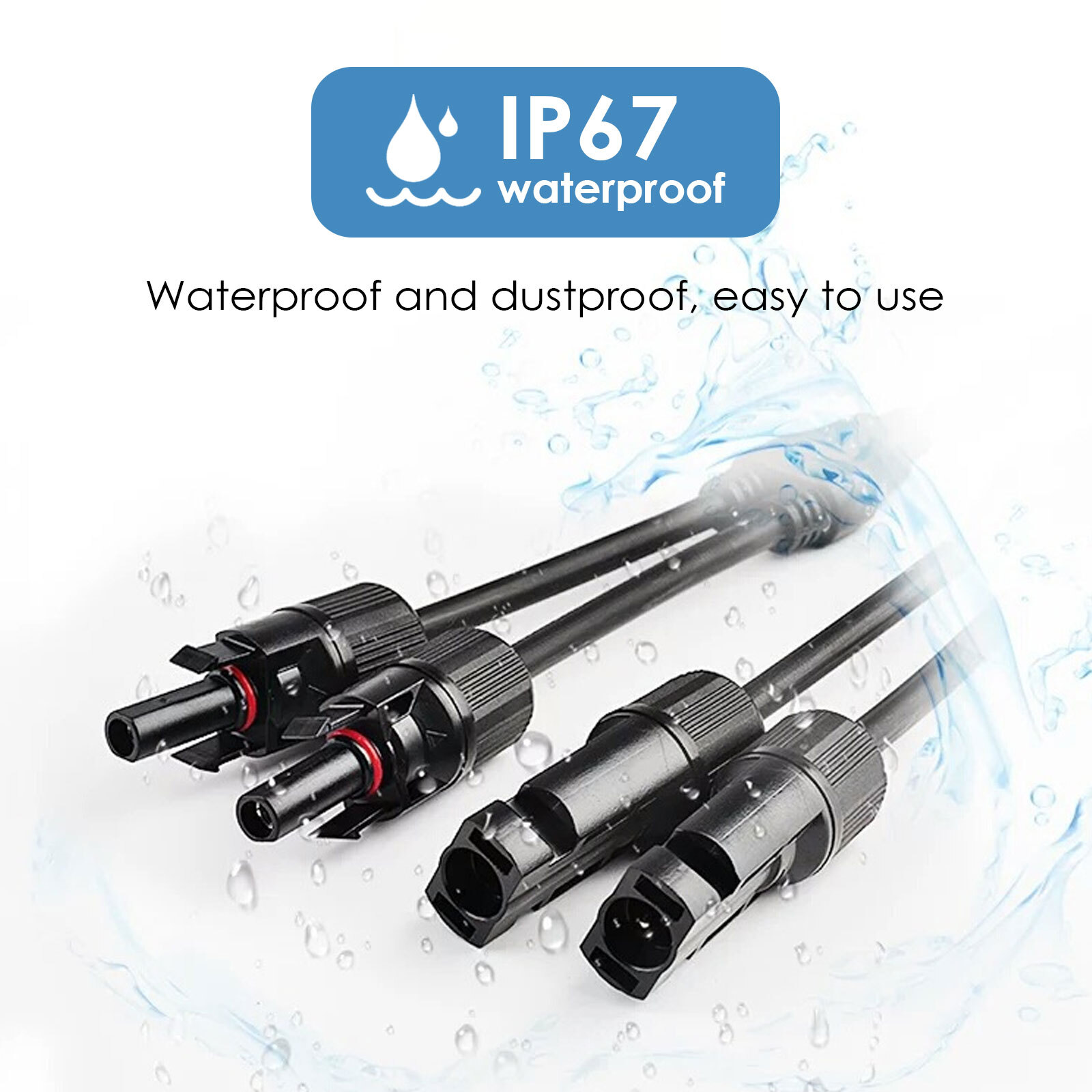 Solar Panel Y Branch Cable Waterproof Connection Adapter Connector Extension US