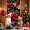 NYZE Christmas Door Cover Decorations Indoor Santa Claus, Gingerbread Stickers Christmas Party Banner Outdoor Xmas Garage Door Decorations Window Wall (Retro Flowers)