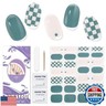 DUKASOU Semi Cured Gel Nails Strips, 28 pcs Gel Nail Stickers Work with Any UV Lamp, Nail Wraps for Women Home DIY Nails Art (Spring-Colored Chessboard)