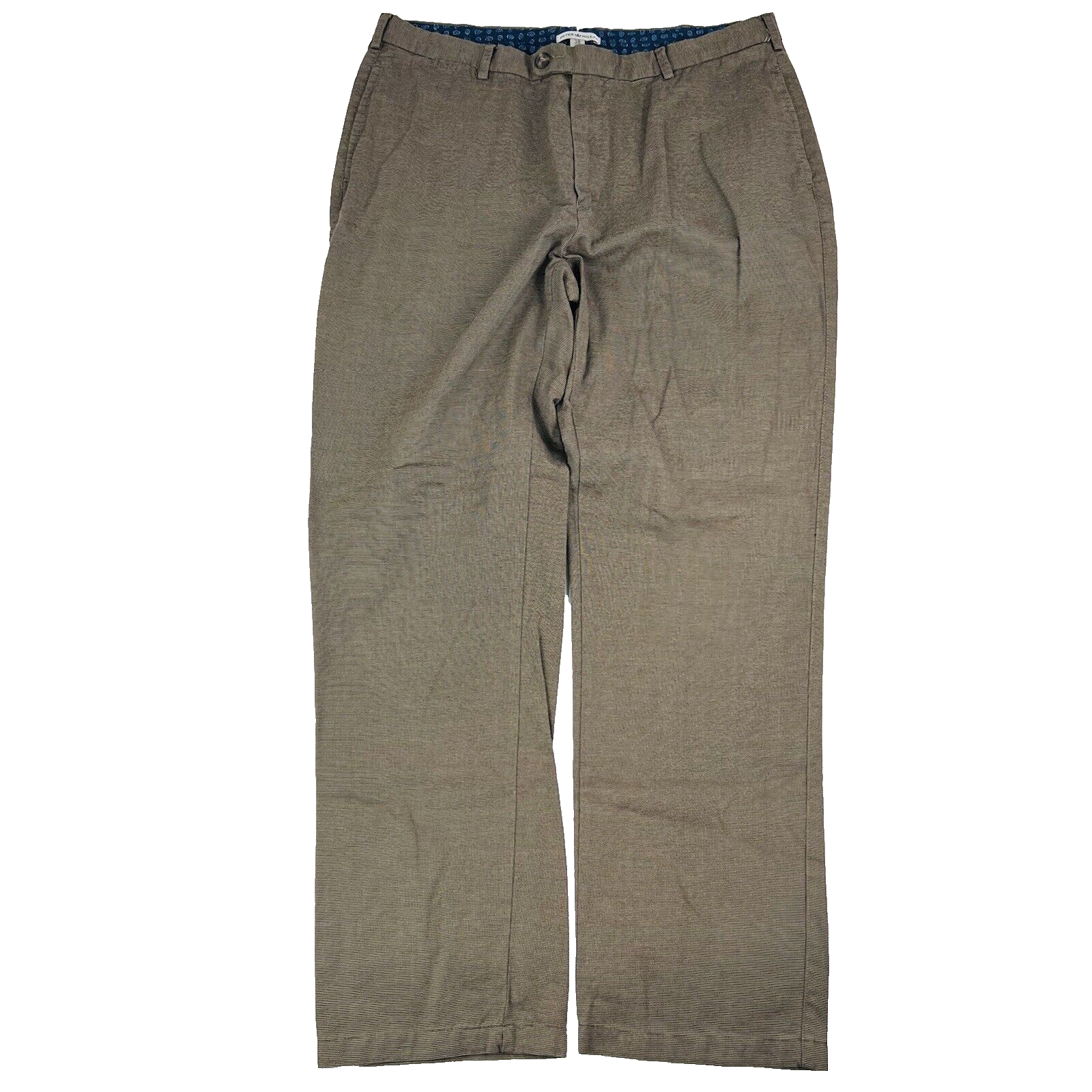 Peter Millar Brown Woven Cotton Flat Front Dress Pants Mens Size 38X32