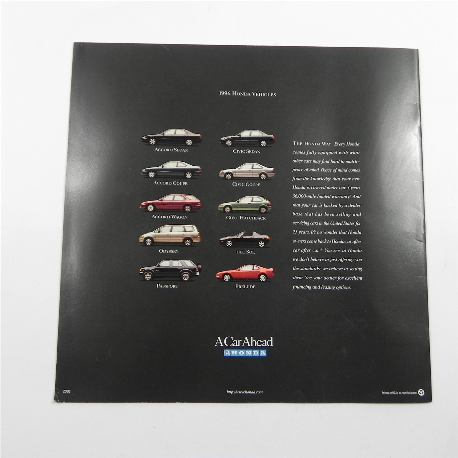 VINTAGE 1996 HONDA PASSPORT DEALERSHIP SALES BROCHURE