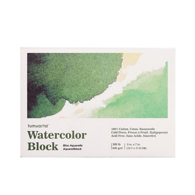 Watercolor Block 300 LB, 640 GSM, 100% Cotton, 5X7 , 10 Sheets, Acid Free, Co...