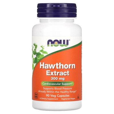Экстракт боярышника Now Foods 300 мг, 90 растительных капсул, гарантия качества GMP, веганский,