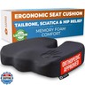 5 STARS UNITED Seat Cushion for Tailbone Pain Relief – Memory Foam Lifting Pillow for Coccyx, Hip, Hemorrhoid, Sciatica and Post-Surgery Recovery – Wheelchair, Car, Desk, Gaming and Office Chairs, Black