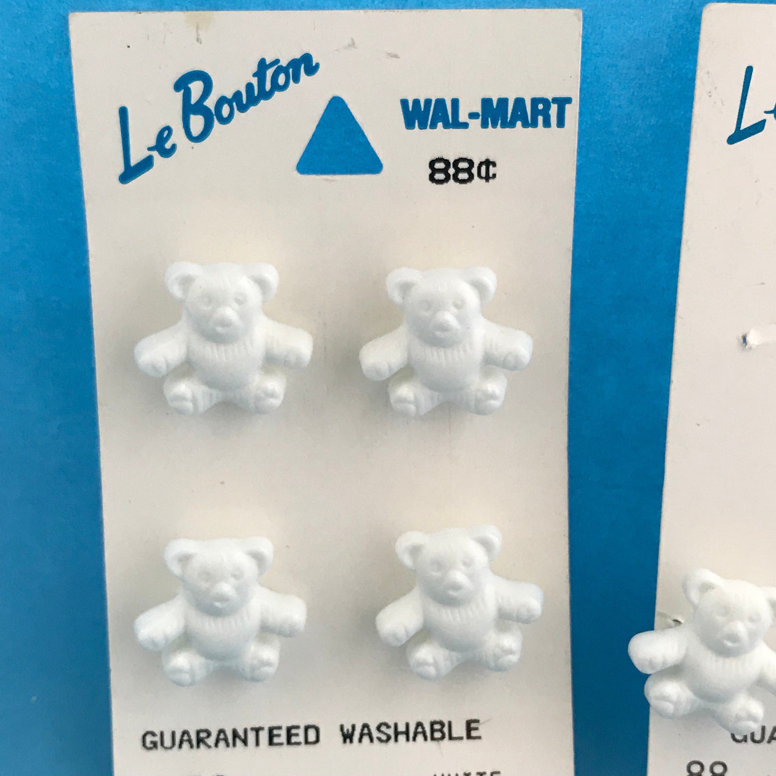 Le Bouton Teddy Bears Plastic White One Hole Washable Sewing Buttons