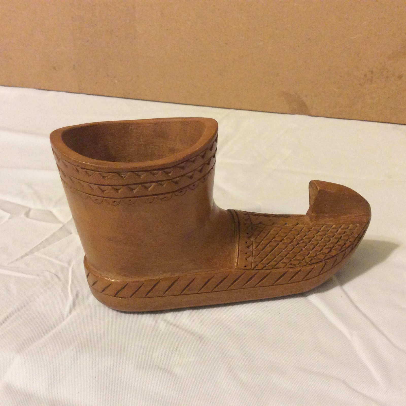 Vintage Hand Carved Wooden Shoe
