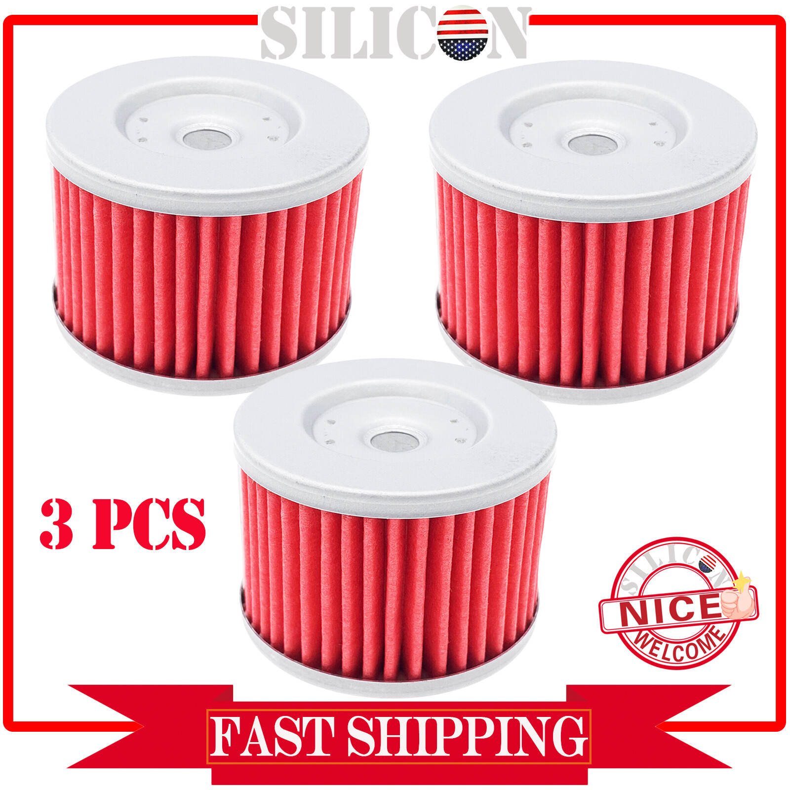 For HF113 Oil Filter 3 Pack Honda ATC250 TRX250 TRX300 TRX400 TRX450 500