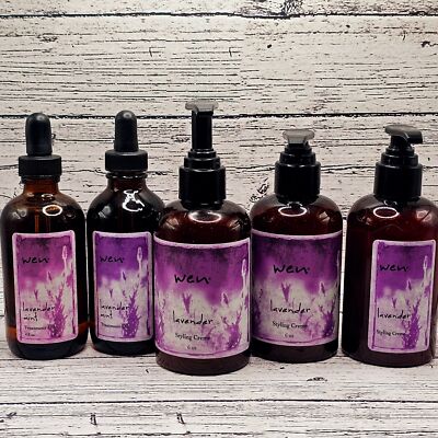 Wen Lavender Hair Care Set 5-Piece 6 oz Styling Creme & 4oz Treatment Oil