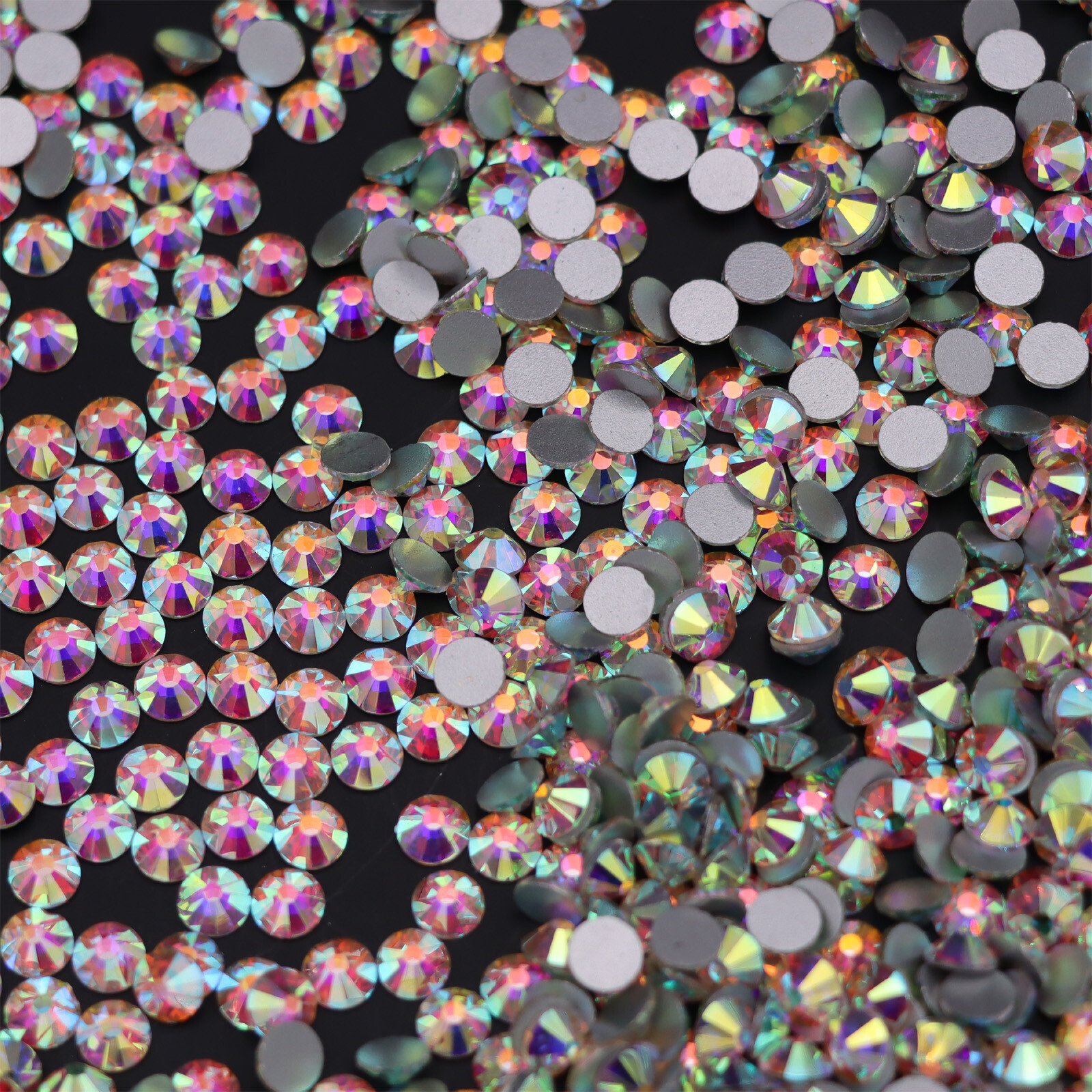 SS3-SS50 Glitter Crystal AB Nail Art Rhinestones Non Hot Fix FlatBack Stones