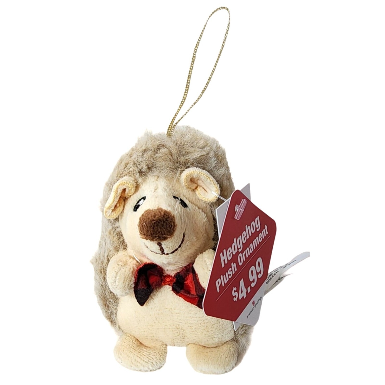 NWT American Greetings Hedgehog Plush Christmas Tree Ornament Stuffed Animal