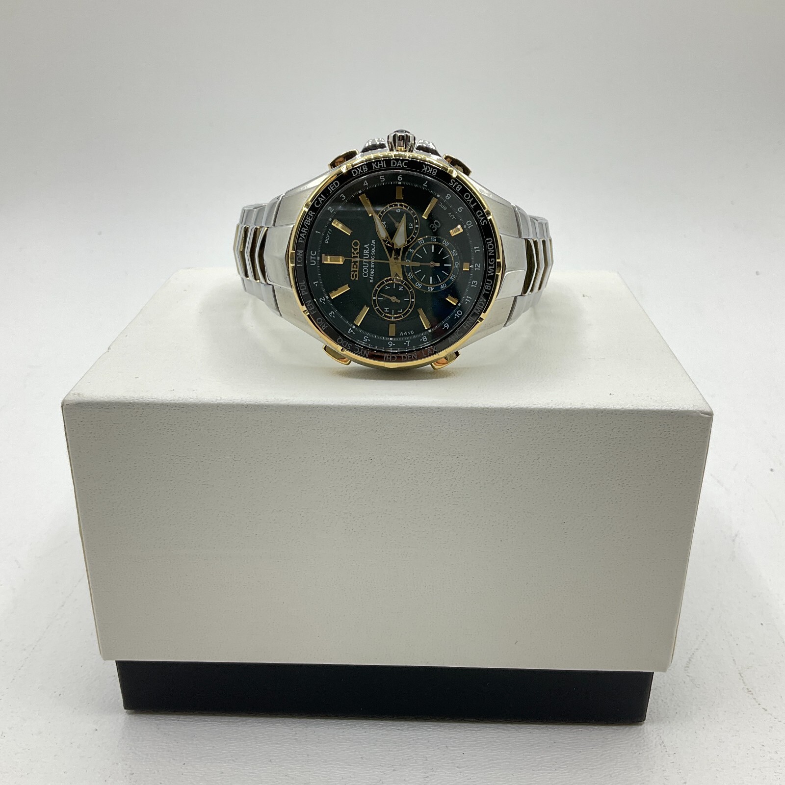 Seiko Coutura Radio Sync Solar 44.5mm Mens Watch Stainless Steel Green Dial NEW eBay