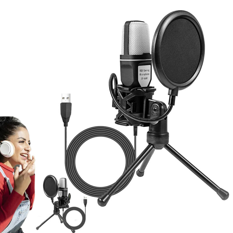 PC-Mikrofon USB RGB-Draht-Spielmikrofon fr Podcast-Aufnahmestudio-Streaming-La