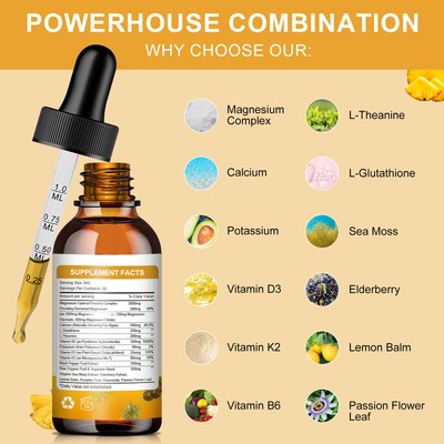 2 Packs Magnesium Liquid Drops, Magnesium Glycinate,Improve Sleep,Anxiety Relief