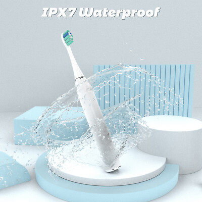 SEJOY Sonic Electric Toothbrush IPX7 Waterproof Deep Clean Teeth Mouth WHITE