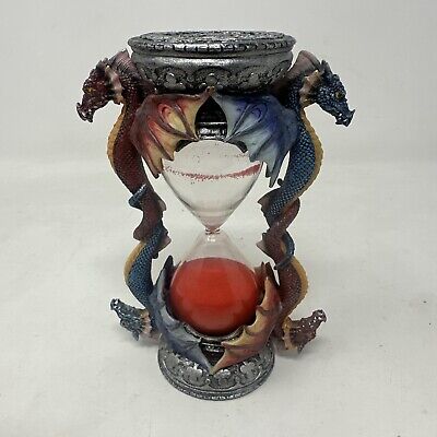 Chinese Dragon 5-Minute Red Sand Hourglass Timer 6'' Fantasy Mythology Decor