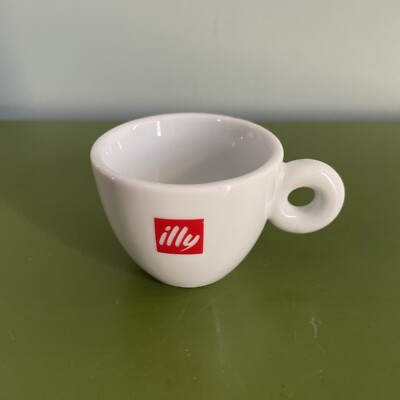 ILLY White Porcelain Espresso Cup with Red Logo 2 ounces