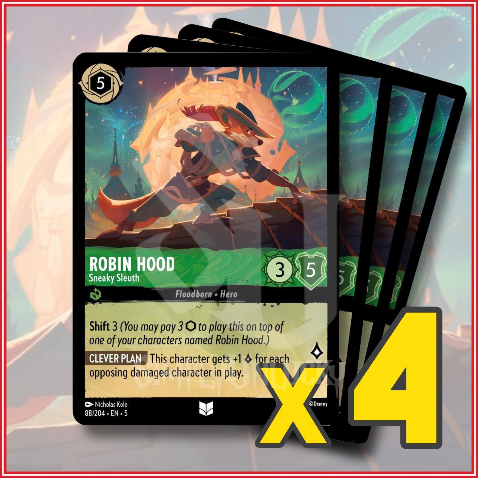 Disney Lorcana: 2024 Robin Hood Sneaky Sleuth 88/204 x4