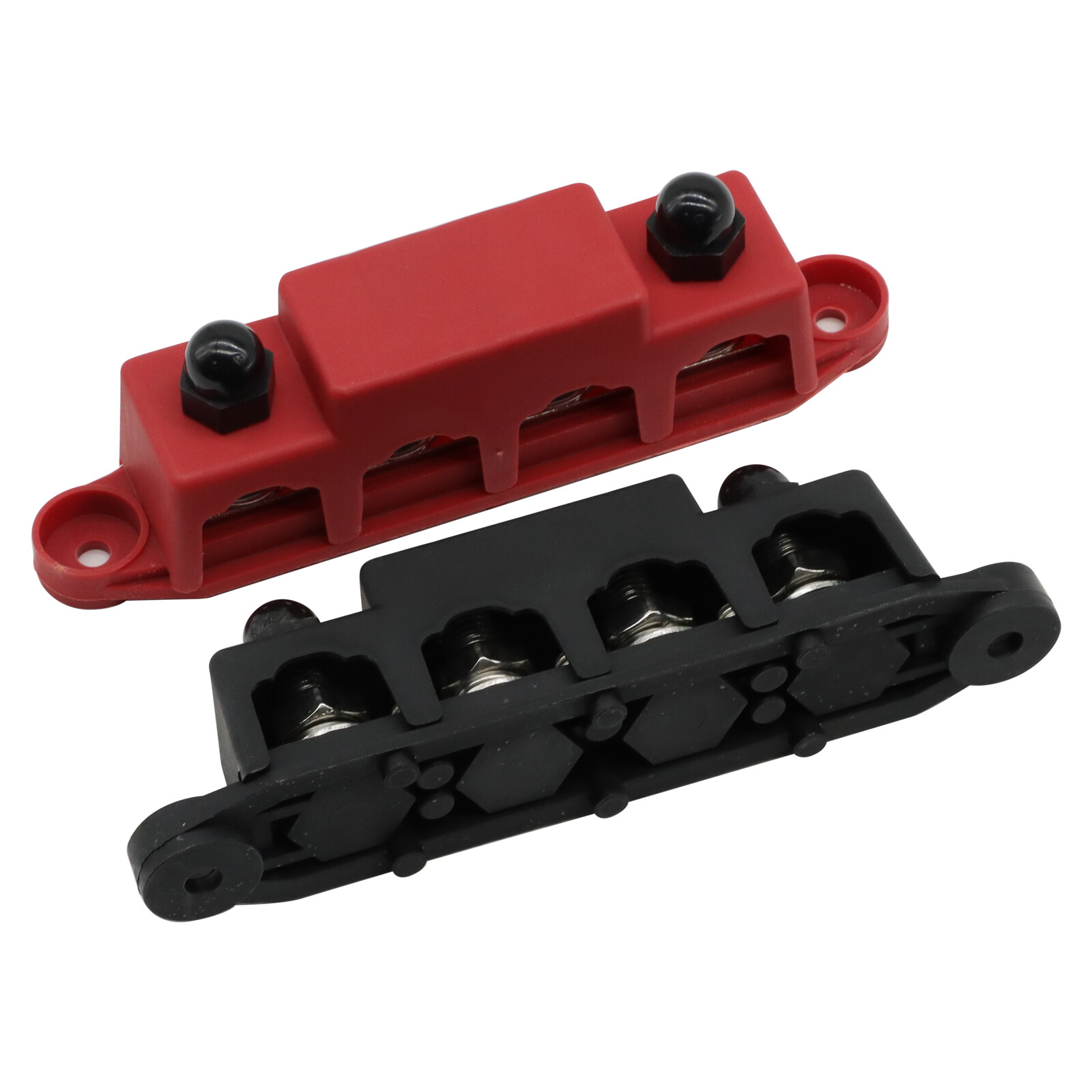 3/8" / 250A 4 Stud Busbar Bus Bar Power Distribution Terminal Block Red&Black US