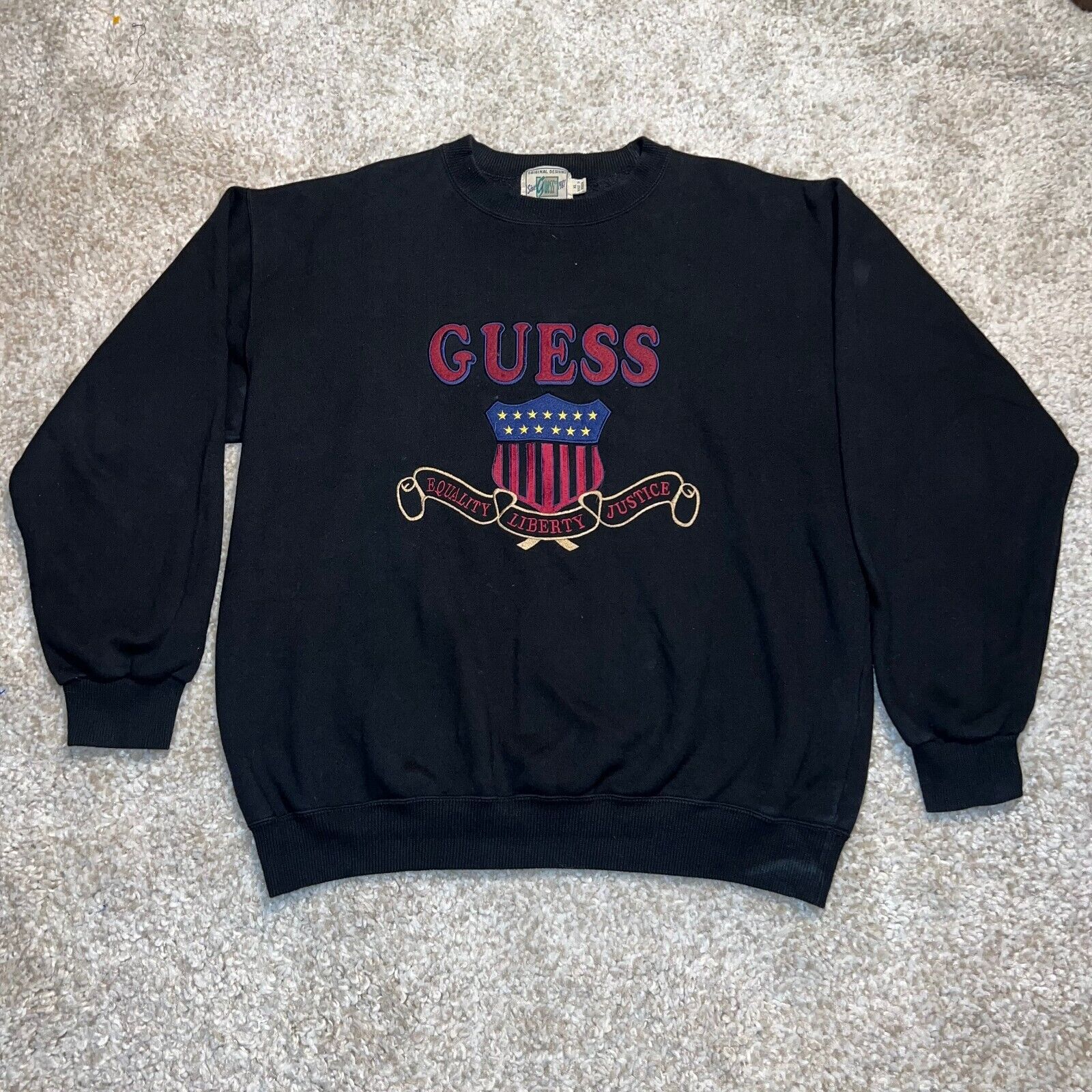 VINTAGE Guess Sweatshirt Mens Extra Large Black 90s Crewneck VINTAGE Guess Sweatshirt Mens Extra Large Black 90s Crewneck