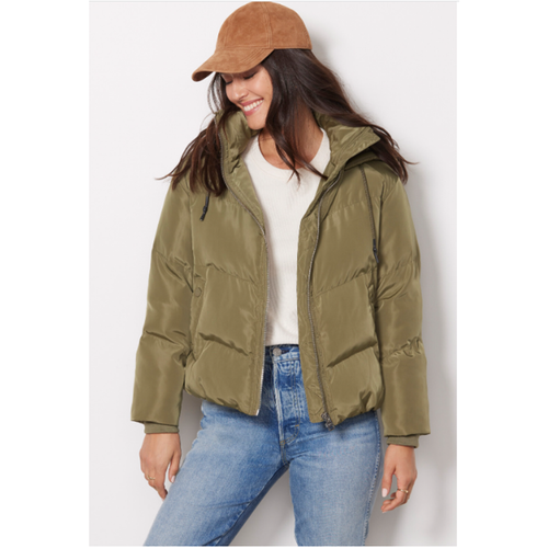 Pre-owned Jakke Evereve Poppy Recyled Puffer Coat Jacket In Olive Green // Xs