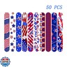 Dminya 50 Pcs Slap Bracelets for Kids 4th of July Slap Bracelets Bulk Snap Bracelet Party Supplies Favors Classroom Prizes Exchanging Gifts