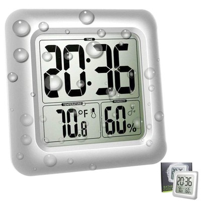 Large Waterproof Bathroom Wall Clock, Big Water Resistant Hanging Shower Cloc...