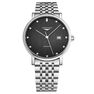 Pre-owned Longines Elegant, M, S/s, Blk Diam-d,s/s-b,m A
