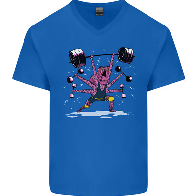 Octopus Gym Training Top Bodybuilding Mens V-Neck Cotton T-Shirt