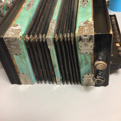 Vintage Squeeze Box 10 Button Wood Accordion Musical Instrument Germany Works.