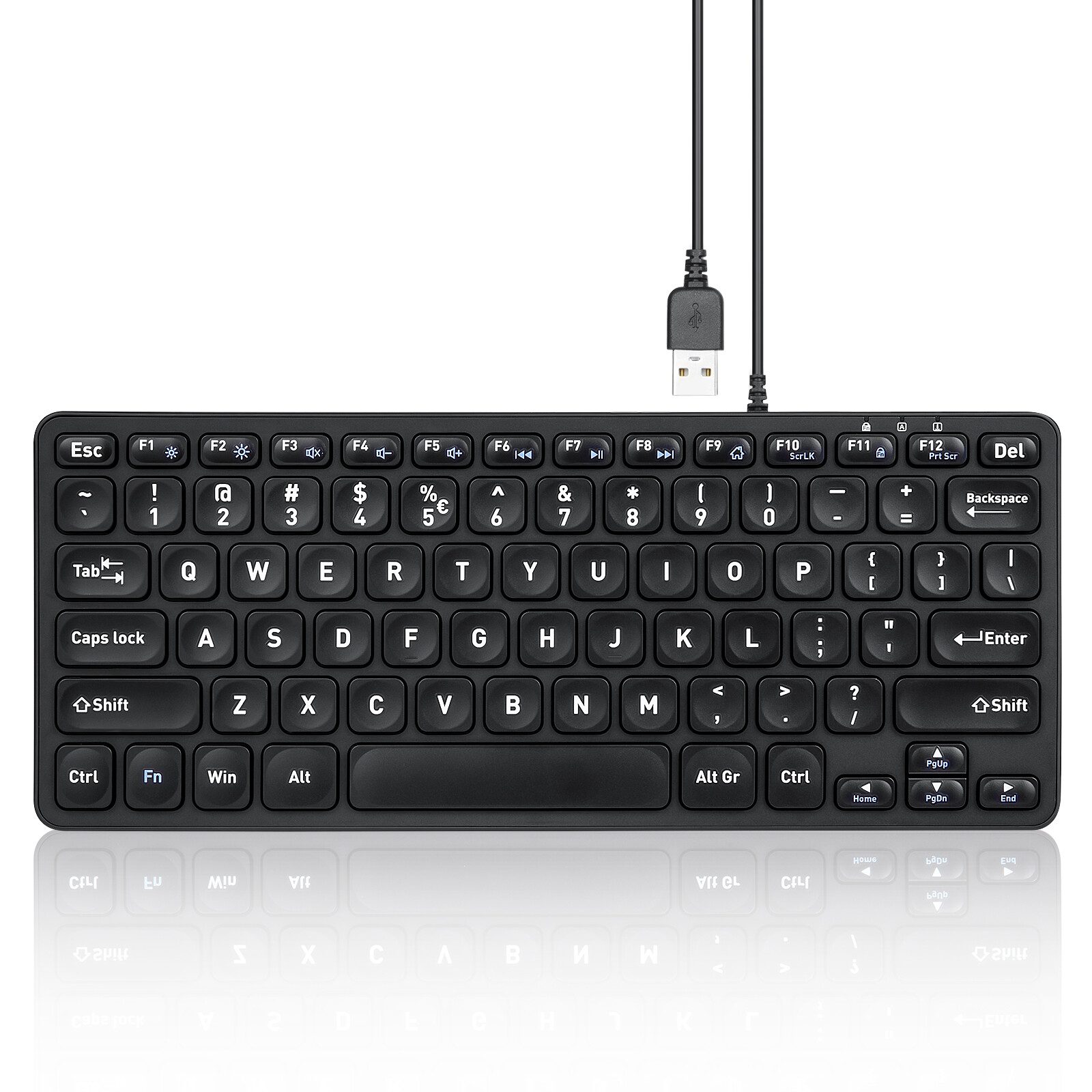 Perixx PERIBOARD-432 Wired USB Keyboard X Type Scissor Keys Big Print Key Mini