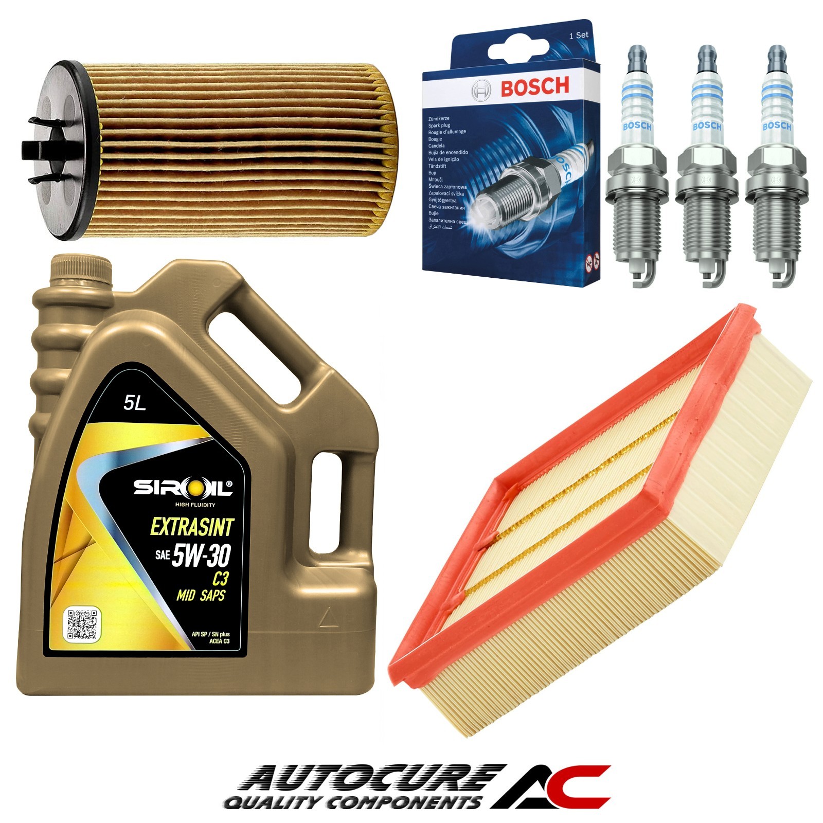 FOR VAUXHALL CORSA D 1.0 SERVICE KIT 2006-11 OIL AIR FILTERS & 3 PLUGS & 5L 5W30