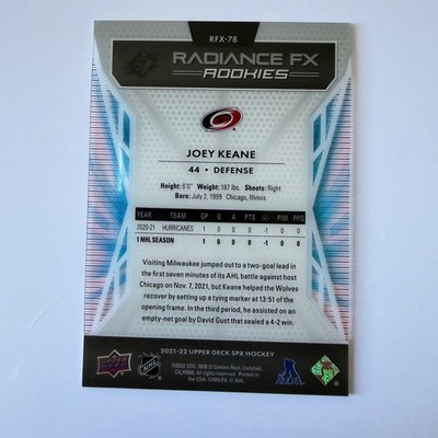 2021 Upper Deck SPx Hockey #RFX-78 Joey Keane RC Radiance FX