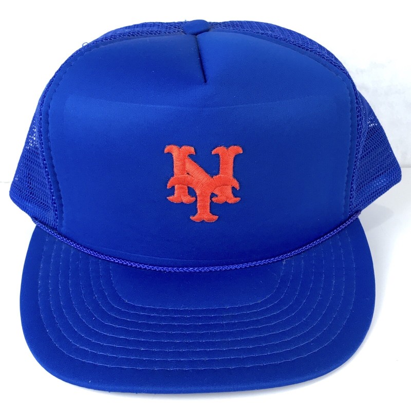 a*a様 80s MLB NY YANKEES METS MESH CAP LO 80's New York Mets Vintage Mesh Trucker Style MLB Snapback