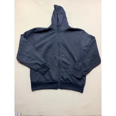 Hype Full Zip Hoodie Men Medium Navy Blue Excellent Solid Fleece Layering