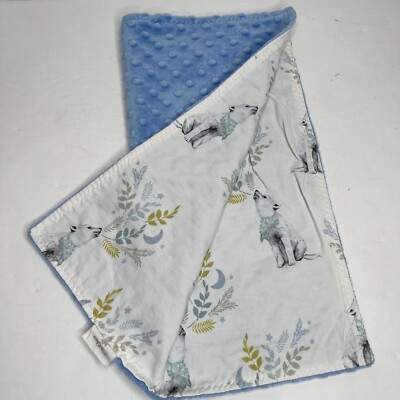 Ellie Grace Arctic Adventures Organic Minky Lovey Blanket Baby Blue 17'' by 17''