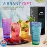 Bravario Laguna Plastic Drinking Glasses, Premium Quality Durable BPA-Free Water Tumblers, Dishwasher-Safe, Stackable Cups in Assorted Colors, 18 oz Set of 6