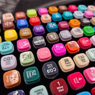WELLOKB Dual Tip Markers Set 120 Colors, Mixed Color Permanent Marker w/ Case